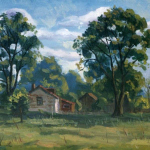 Водокачка. Этюд. х.м., 30х40, 1997 г.