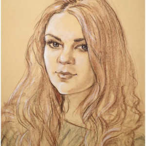 Портрет девушки. б. тон., сепия, сангина, мел, пастель. 40х50. 2009 г.
