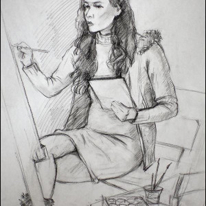 Зарисовка в студии. б.уголь, 40х60,2010 г.