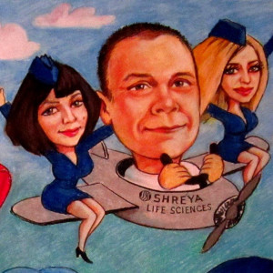 Групповой шарж. Фрагмент.  б. пастель. 2015 г.