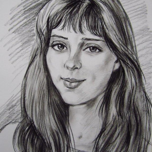 Портрет девушки. б. уголь, 30х40. 2013 г.