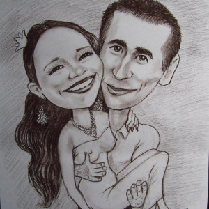 Шарж для молодожёнов. б.сепия, 30х40, 2015 г.