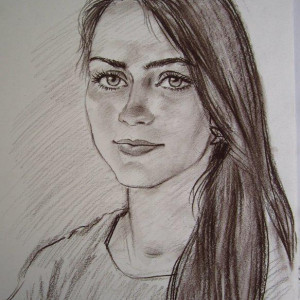 Портрет девушки. б. сепия, 30х40. 2014 г.