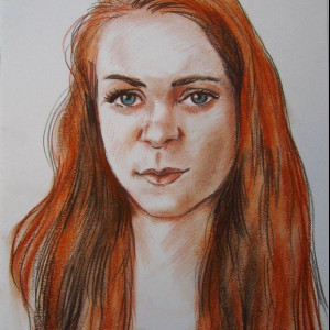 Портрет девушки. б. уголь, сангина, пастель. 30х40, 2014 г.