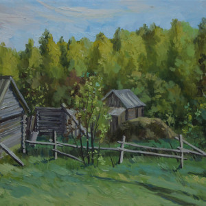 В деревне. х.м. 50х70. 2017 г.
