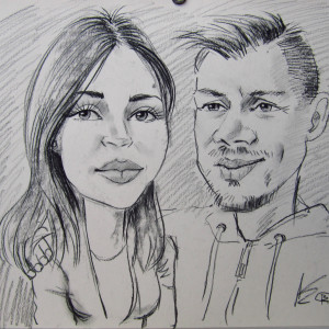 Шарж. 30х40, б. уголь,  2015 г.