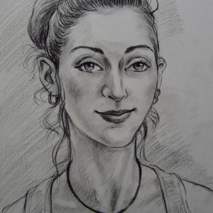 Портрет девушки. б. уголь,, 30х40. 2014 г.