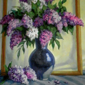 Натюрморт с сиренью,  х.м., 50х70, 2010 г.