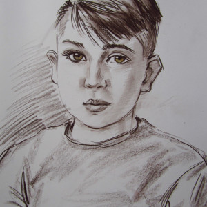 Блиц-портрет мальчика. б., сепия, пастель,  30х40,  2019 г.