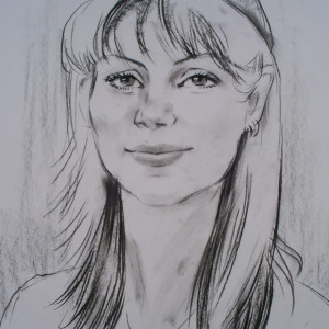 Блиц-портрет девушки, б., уголь, 30х40, 2010 г.