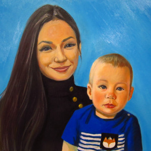 Парный портрет с фото , х.м., 40х50, 2019 г.