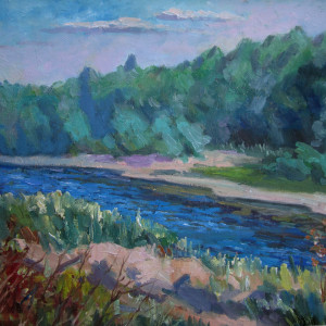 Сурская протока.  Х.м., 50х60, 2021 г.