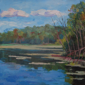 Лесное озеро. Этюд. Х.м., 40х50, 2021 г.