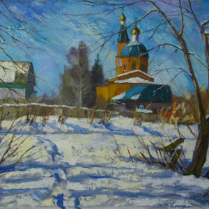 Зимний этюд с церковью,